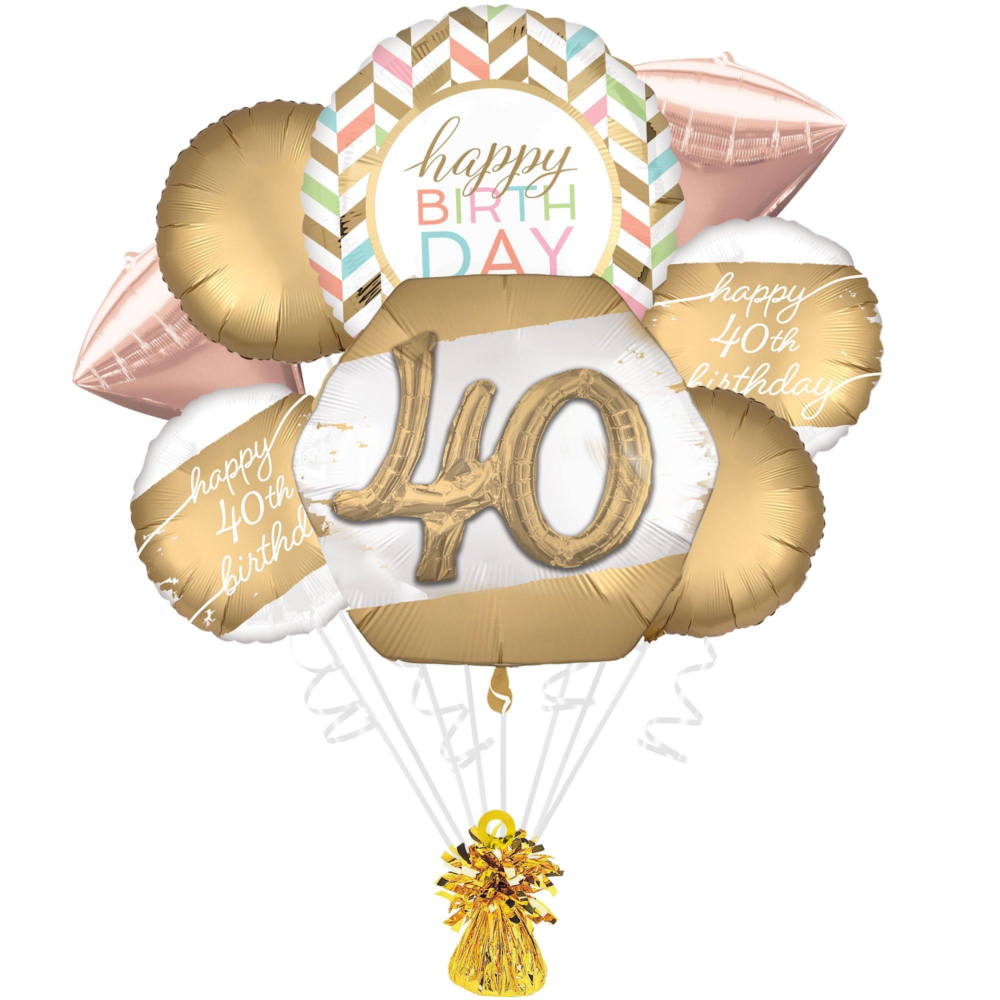 Golden Age 40th Birthday Foil Balloon Bouquet